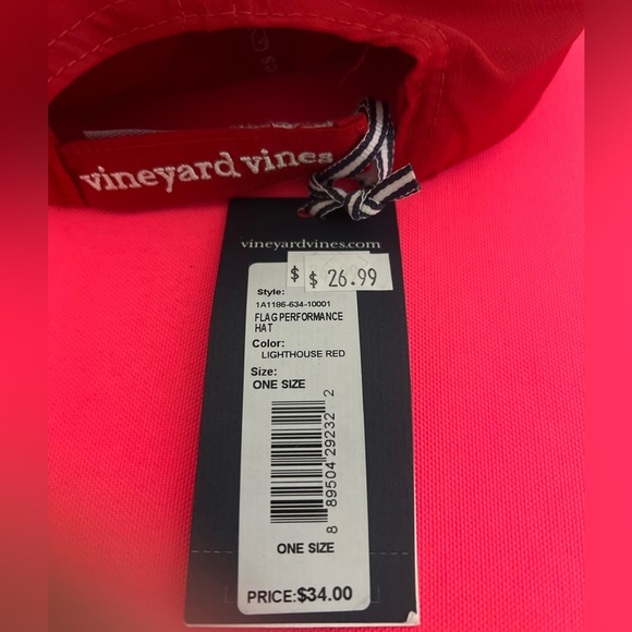 Vineyard vines red flag lighthouse hat baseball cap america 4th of July - Picture 5 of 7